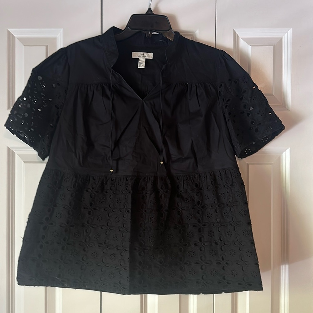 Halston eyelet blouse